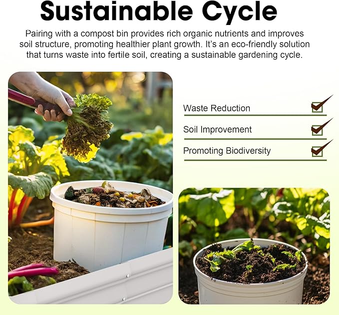 6x2x1ft Oval Galvanized Raised Garden Bed Outdoor 9-in-1 Large Metal Modular Planter Box Raised Beds for Gardening,Vegetables,Fruits,Flowers & Herbs (White)