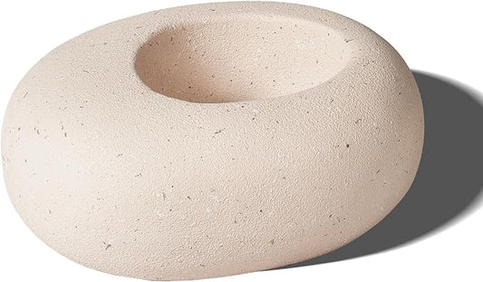 Stone - Mimicking Indoor/Outdoor Concrete Planter - Concrete Composite | Durable for Lawns & Commercial Decor (Beige, Small)
