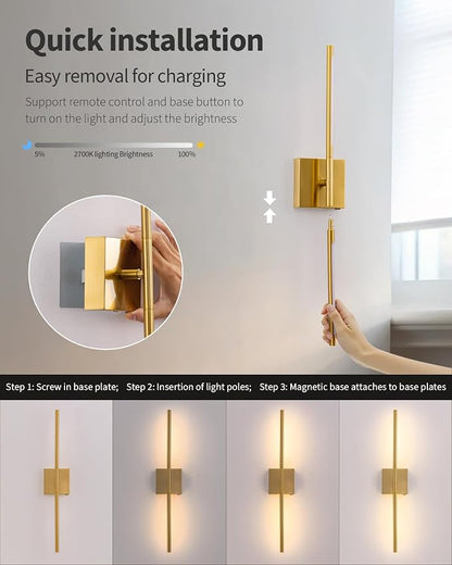 KDG Cordless Wall Sconces Set of 2, Wireless 5200mAh Rechargeable Battery - Image 4