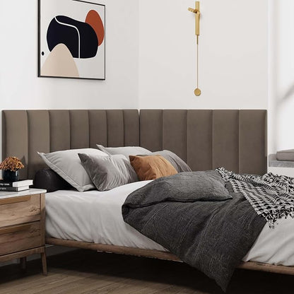 IFNOW Upholstered Wall Mounted Headboard, 3D Peel & Stick Soundproof Wall Panels - Image 2