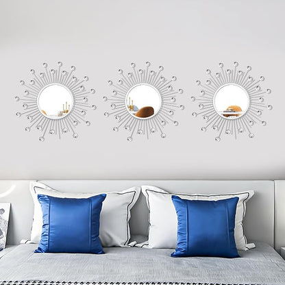 3 Pack Metal Mirrors for Wall Sunburst Wall Mirrors Home Décor Decorative - Image 4
