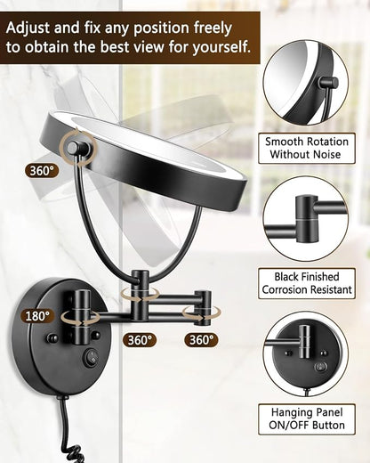 ALHAKIN 9" Wall Mounted Lighted Makeup Mirror, Large Double Sided 1X/10X - Image 7
