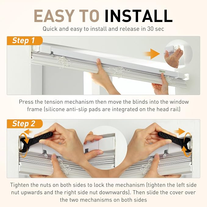 No Drill No Tool 1" Vinyl Mini Blinds, Light Filtering Horizontal Window Blinds - Image 6