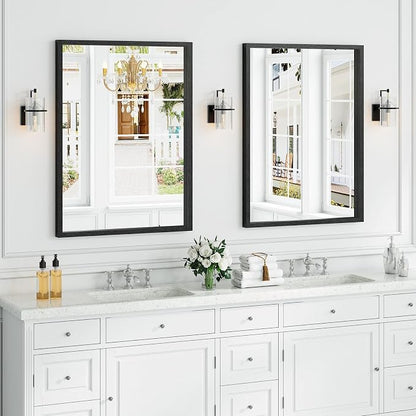 Syndra Black Wood Frame Bathroom Mirror, Waterproof Slim Deep Frame, - Image 2