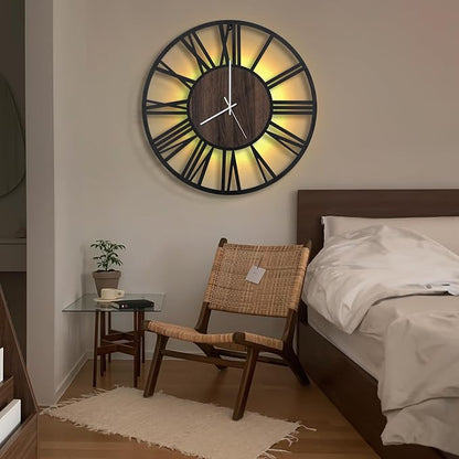 LEIKE Large LED Wall Clocks, Non Ticking, Battery Operated Rustic Round Modern - Image 7