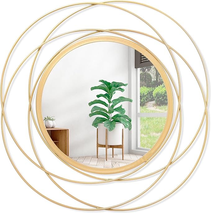 Gold Circle Mirror Wall Decorative Metal Wall Mirror, Art Small Round Wall Home by HLFMVWE