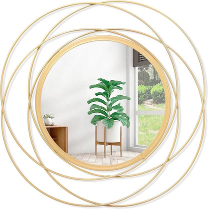 Gold Wall Mirror Mounted Round Decorative Mirrors by HLFMVWE