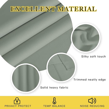 NICETOWN Blackout Sage Green Curtain 84 inch Length - Image 5