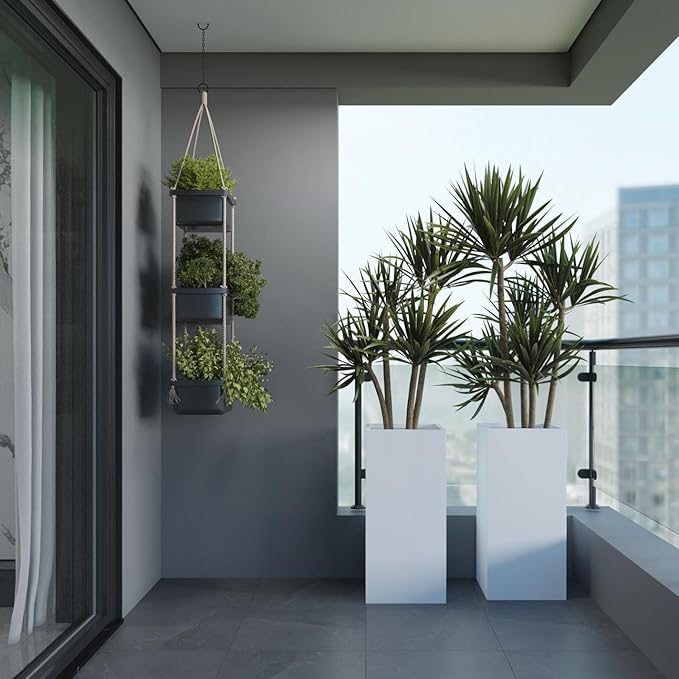 White Steel Metallic Heavy Planter for Outdoor Plants Box 14"x14"x30" Metal Planter Spliced Flower Pots with Partitions for Outside,Indoor,Garden (White, 14 * 14 * 30)