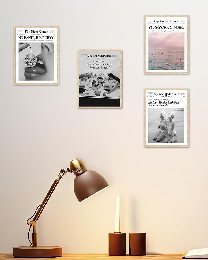 iHery Small Everything You Can Imagine Is Real Framed Trendy NewsPaper Wall Art - Image 6
