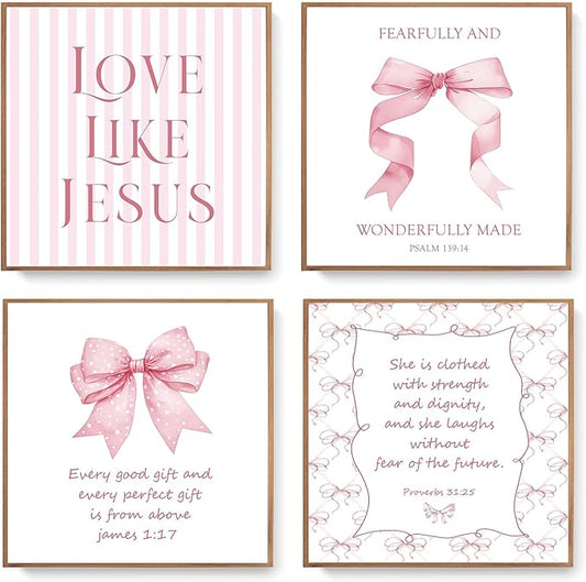 LARTSFRO Coquette Pink Bow Jesus Wall Art Decor Posters, Light Pink Bow by Unknown