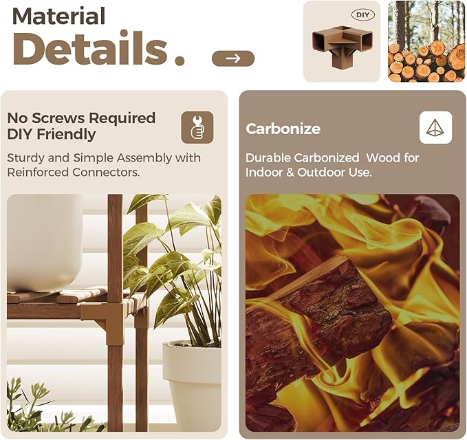 Bamworld Plant Stand Indoor Large Plant Shelf Tall Flower Stands 14 Pots Outdoor Plant Rack for Garden Balcony Patio Window Living Room Corner Wood