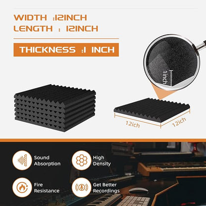 54 Pack Sound Proof Foam Panels |12"×12"×1" Quick-Recovery Soundproof Wall - Image 3