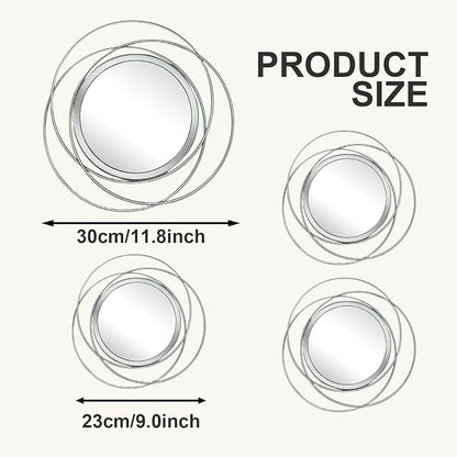 4 Piece Gold Round Wall Mirror Set Modern Metal Circle Home Decor - Image 6
