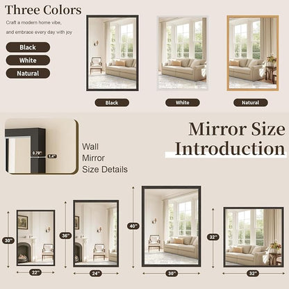 Syndra Black Wood Frame Bathroom Mirror, Waterproof Slim Deep Frame, - Image 7
