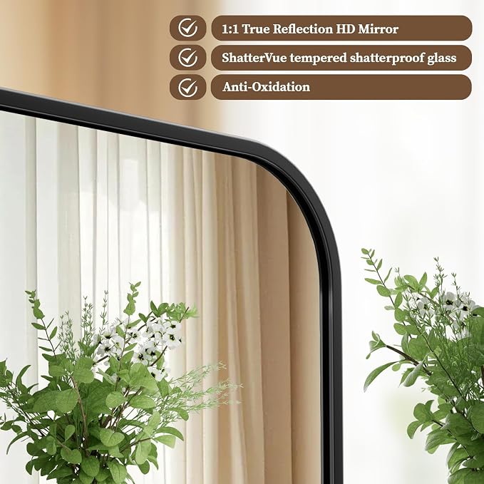 BEAUTYPEAK 24" x 36" Rectangular Aluminum Alloy Frame Wall Mounted Bathroom - Image 2
