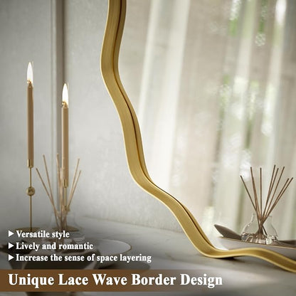 VooBang Gold Scalloped Circle Mirror, Hanging Leaning - Image 4