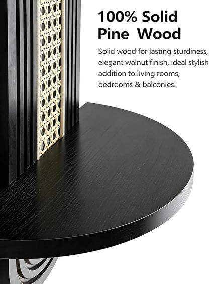 Floating Shelves for Wall, Boho Home Wall Decor, Rattan Plant Shelf Set of 2 - Image 5