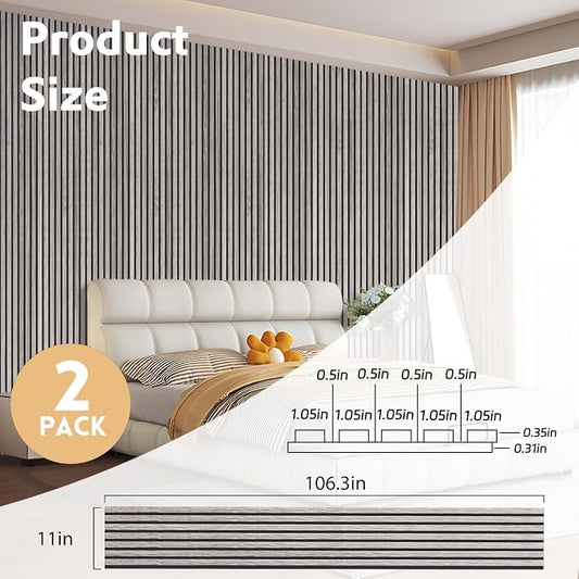 2 Pack Wood Panels for Wall, 106.3" × 11" Wood Slat Acoustic Panels for Wall - Image 2