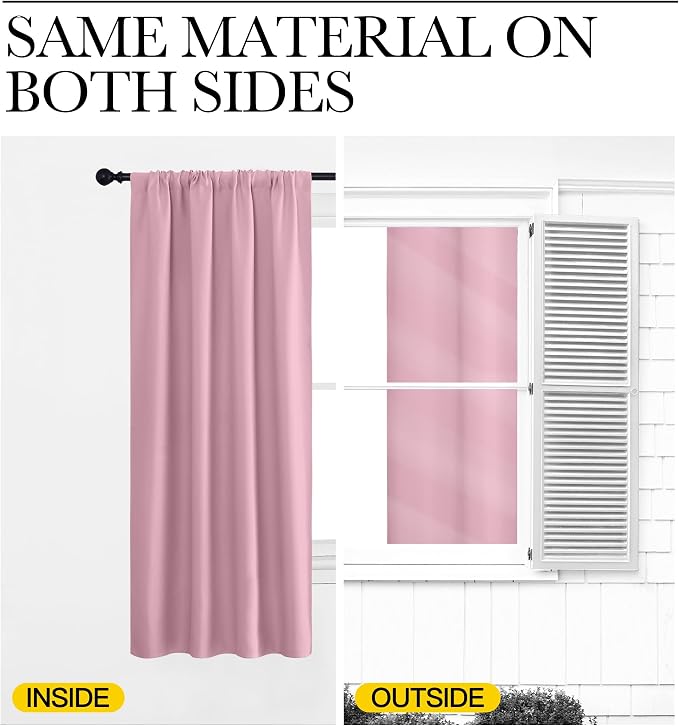NICETOWN Window Curtains Blackout Drapes, Rouge Pink, 1 Pair, 52 by 84-Inch - Image 5