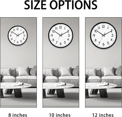 HZDHCLH Wall Clock Black, Silent Wall Clocks Battery Operated 8 Inch Modern Non - Image 3