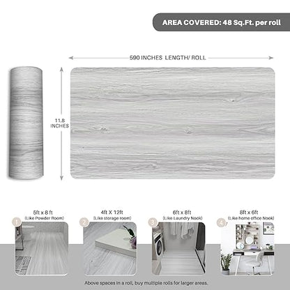 Wood Grain Peel and Stick Floor Tiles – 11.8” Width, Full Roll Length of 590" – - Image 6