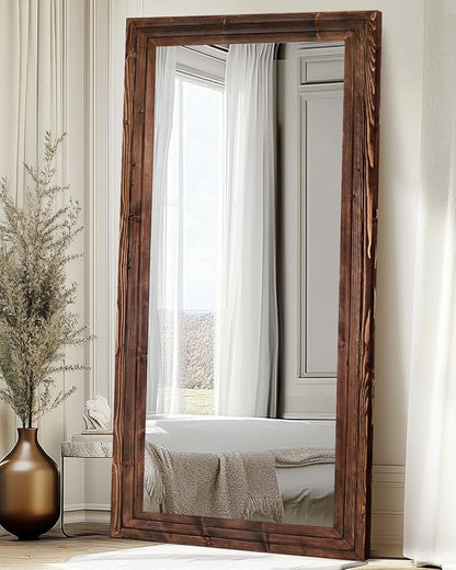 Full Length Mirror 76"x34" Solid Wood Frame Floor Large Mirror - Image 4