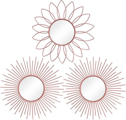 3 Pack Metal Mirrors for Wall Sunburst Wall Mirrors Home Décor Decorative by Uaussi