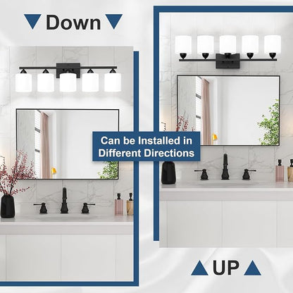 Black Bathroom Lighting Fixtures Over Mirror, 5-Light Anti-Rust Vanity Light - Image 4