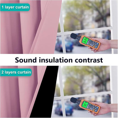 NICETOWN Crystal Pink 100% Blackout Curtains 45 inches Long, Thermal Insulated - Image 4