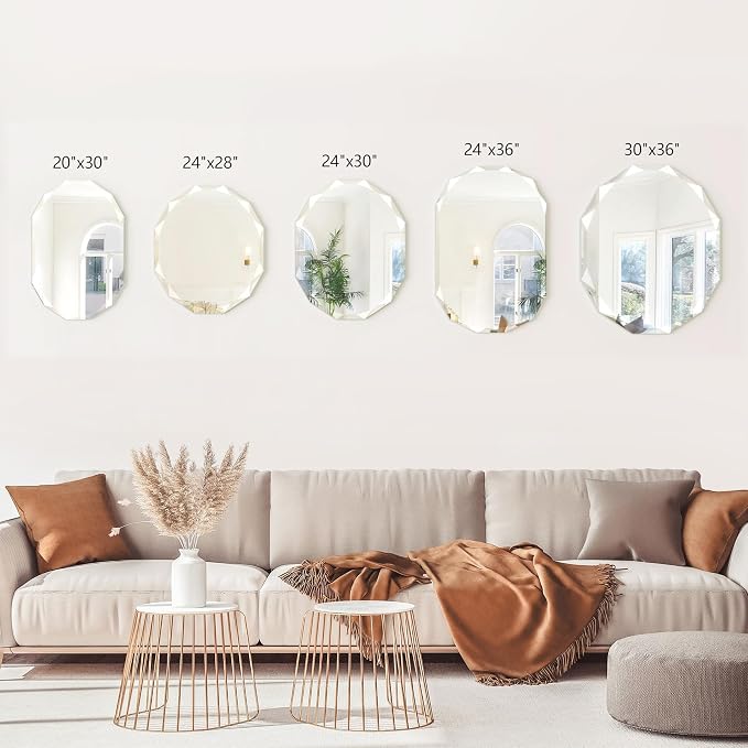 Bathroom Mirrors for Over Sink, Round Frameless Mirrors for Wall, 20x28 Inch - Image 4