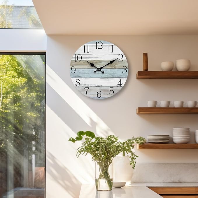 Wall Clock, 10 Inch Silent Non Ticking Wall Clocks Battery Operated, Rustic - Image 4