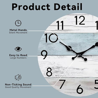 KECYET Wall Clock Silent Non-Ticking Wooden Clocks Battery Operated 10 Inch - Image 3
