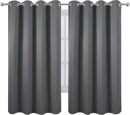 LEMOMO Grey Bedroom Blackout Curtains/52 x 63 Inch Long/Set of 2 Curtain - Image 2