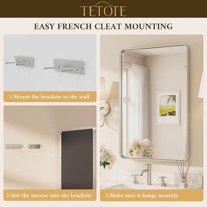TETOTE 55 x 30 Inch Brushed Nickel Bathroom Mirror - Image 7