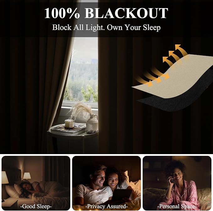 RYB HOME 100% Blackout Sliding Door Curtain, Extra Wide Room Divider Curtain - Image 3