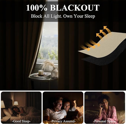 RYB HOME 100% Blackout Sliding Door Curtain, Extra Wide Room Divider Curtain - Image 3