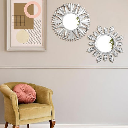 Dandat Set of 4 Gold Mirrors for Wall Decor Small Circle Flowers Mirrors - Image 7