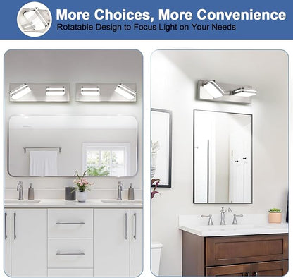 360° Rotate 2-Light LED Bathroom Vanity Light Fixtures, 900LM Acrylic Brushed - Image 8