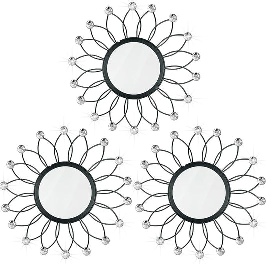 3 Pack Metal Mirrors for Wall Sunburst Wall Mirrors Home Décor Decorative by Uaussi