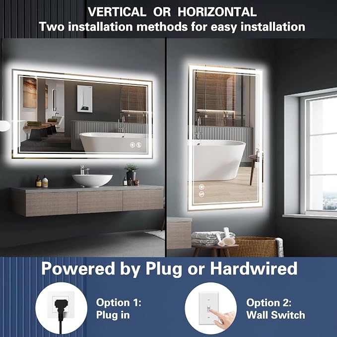 28“ x 40” LED Bathroom Mirror Fogless LED Mirror - Image 7