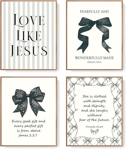 LARTSFRO Coquette Black Bow Jesus Wall Art Decor Posters, Inspirational Bible by Unknown