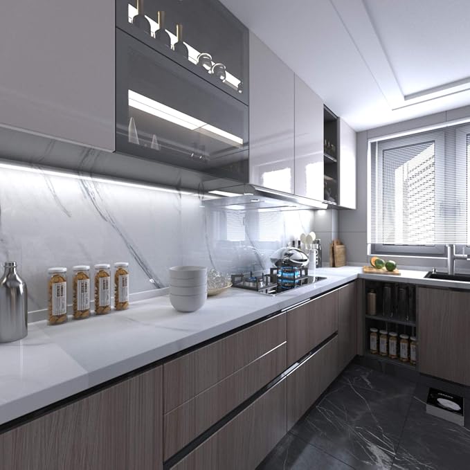 BAYYA White Marble Wallpaper Peel Stick Countertop Contact Paper White Granite - Image 2