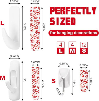 Sinfuo 20 Hooks for Hanging Variety Pack, Adhesive wall Hooks Heavy Duty - Image 2