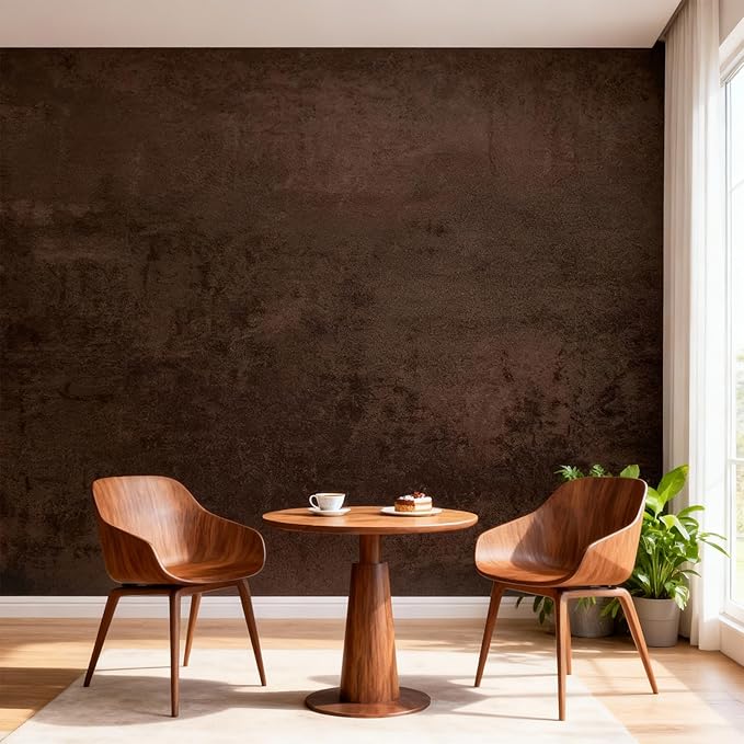 Moody Brown Peel and Stick Limewash Wallpaper 16'' x 590'' Dark Bronze by Bumoo