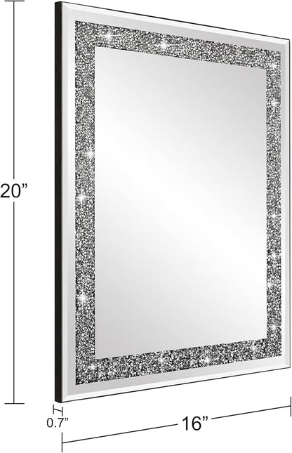 Ruomeng Rectangular Wall Mirror, Crystal Crush Diamond, Entryway & Bedroom - Image 5