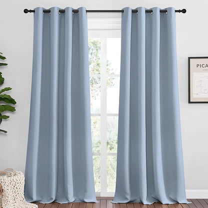 NICETOWN Vintage Blue Blackout Curtains 96 inches Length by NICETOWN