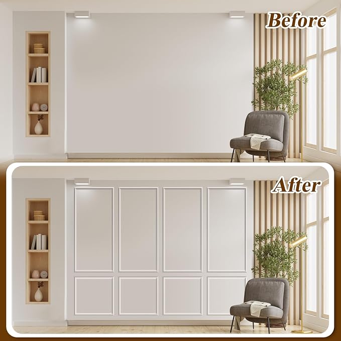 Pangda Peel and Stick Wall Molding Kit, 3D Premade Accent Molding Wainscoting - Image 4