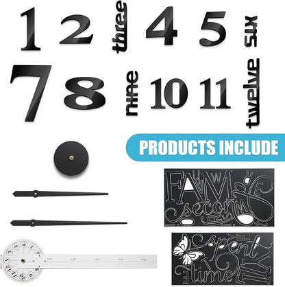 Junkin 3D Large Frameless DIY Wall Clock Modern Decor Family Quote Wall - Image 3
