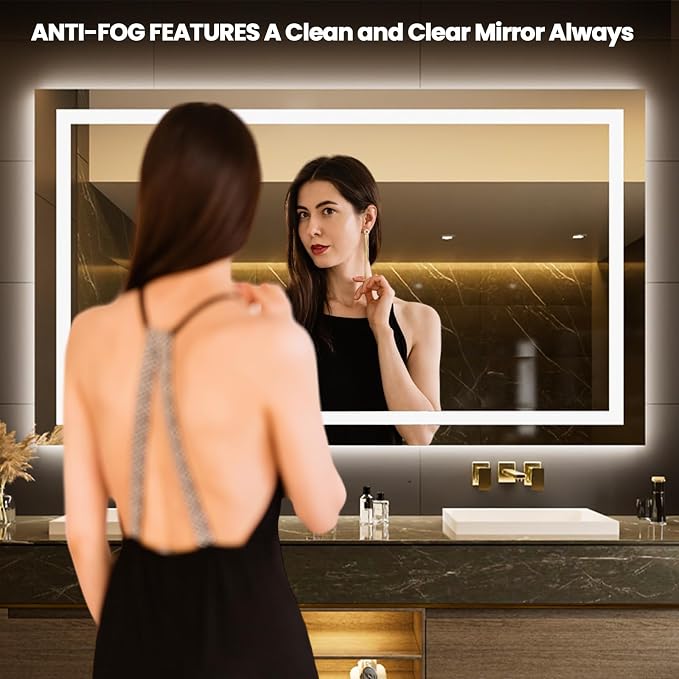 LOAAO 68"x40" LED Bathroom Mirror - Image 2